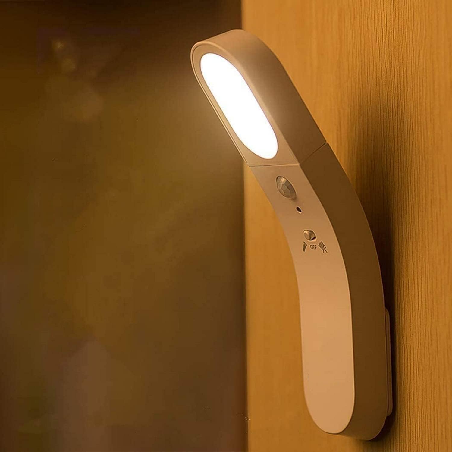 Royal Apex Blue Carbon Motion Sensor Night Light, USB Rechargeable LED Rotatable Lights, Bedside Lamp, Handheld Cordless Battery-Powered Flashlight, Stick-Anywhere Wall Light for Bedroom, Stairs etc.