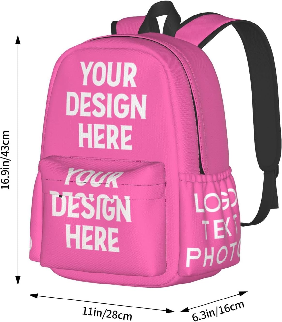 Custom Backpack For Mens Womens, Personalized Backpack Large-Capacity Personalized Backpacks Shoulder Add Your Own Name Travel Package,Hot Pink-016