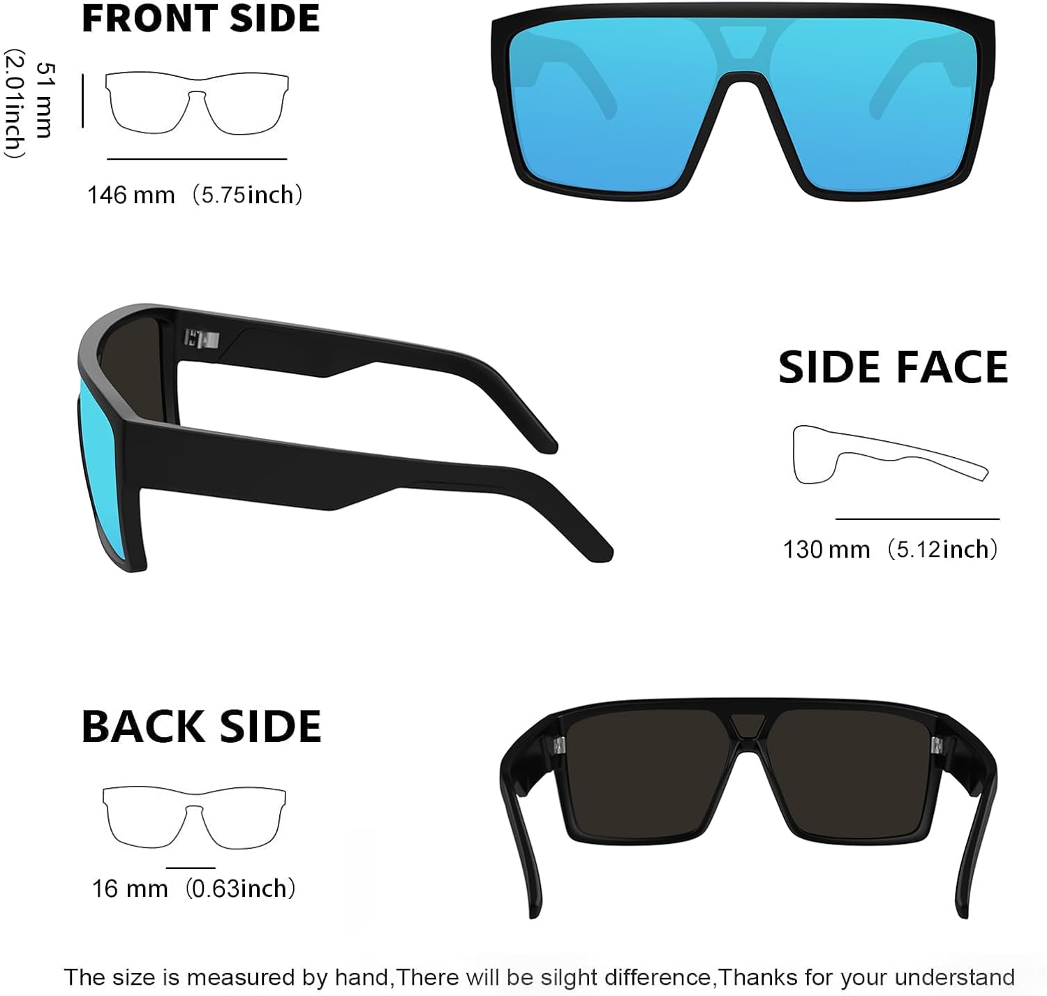 WISTON XL Sunglasses for Men UV400 Protection,Ultra-Light TR90 Frame Large Fit Rectangle Shades for Big Heads Z8243 - Image 5