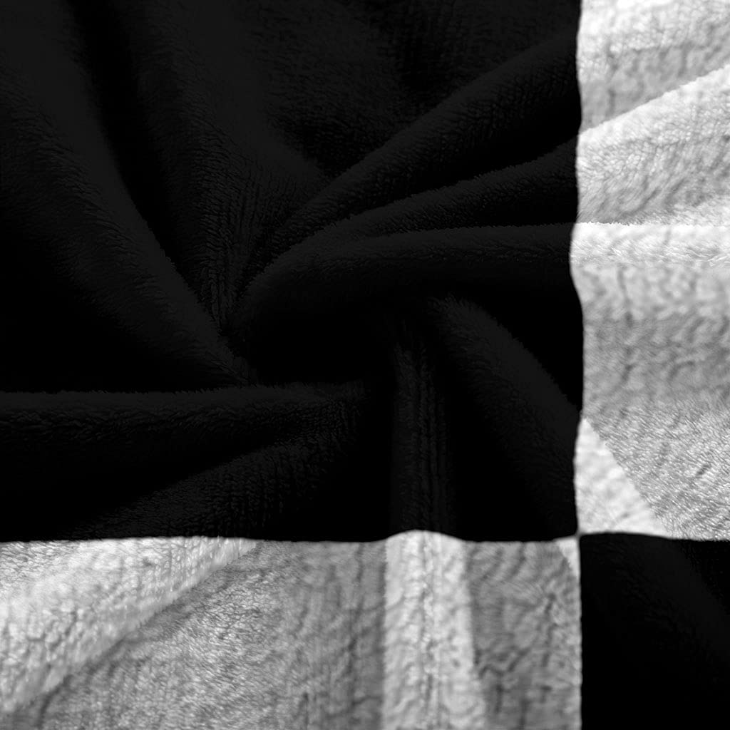 Manta De Franela De Microfibra 180X200Cm Manta De Felpa Suave Para Sofá Cama 3D Cuadrados Geométricos En Blanco Y Negro Impresión Patrón Manta Polar Invierno Gruesa Y Esponjosa Caliente Transpirabl
