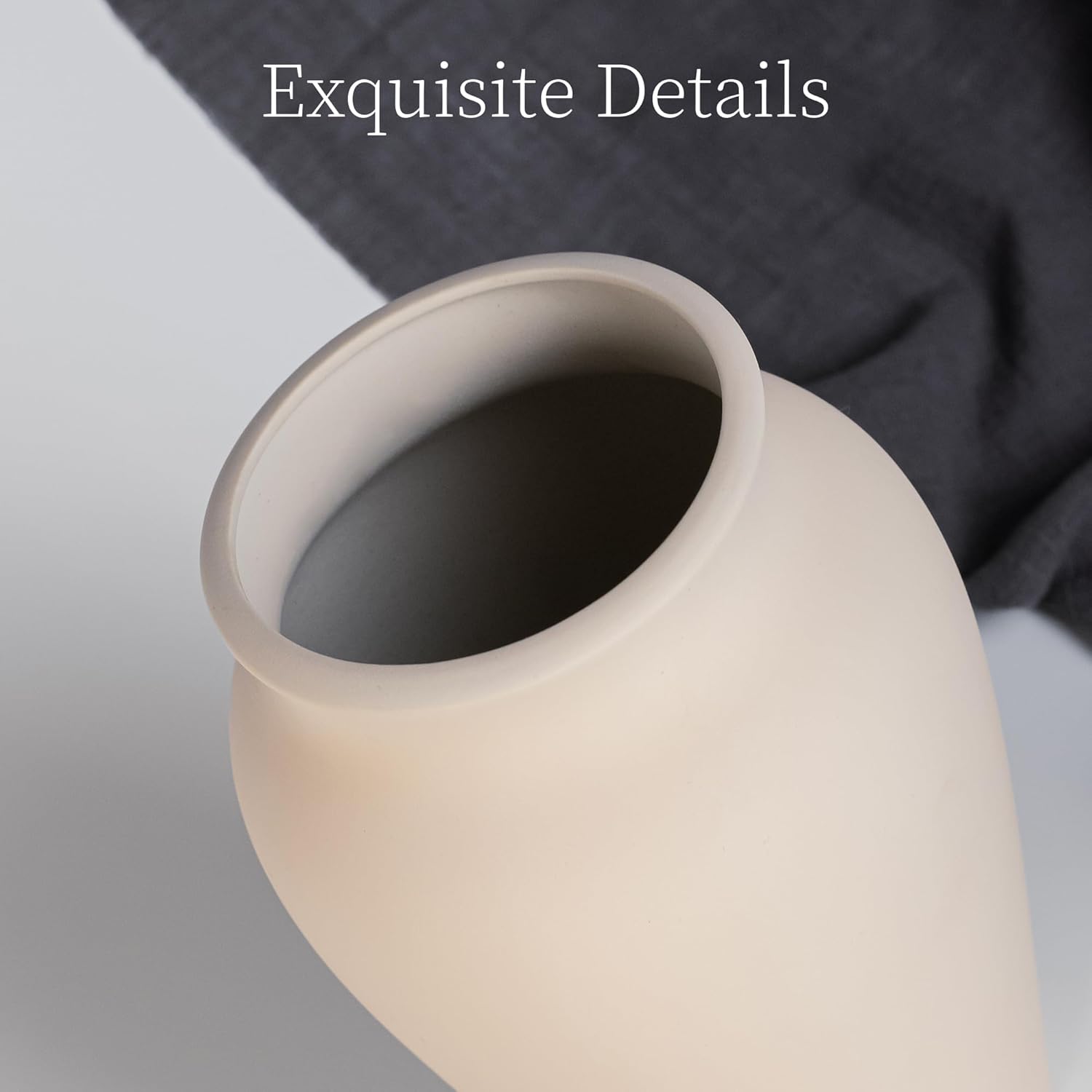 Beige Ceramic Vase Home Decor, 9 Inch Ceramic Wide Mouth Pottery Vase for Farmhouse, Vintage Terracotta Rustic Decor for Living Room, Entryway, Floor, Mantel Decoration - Image 5