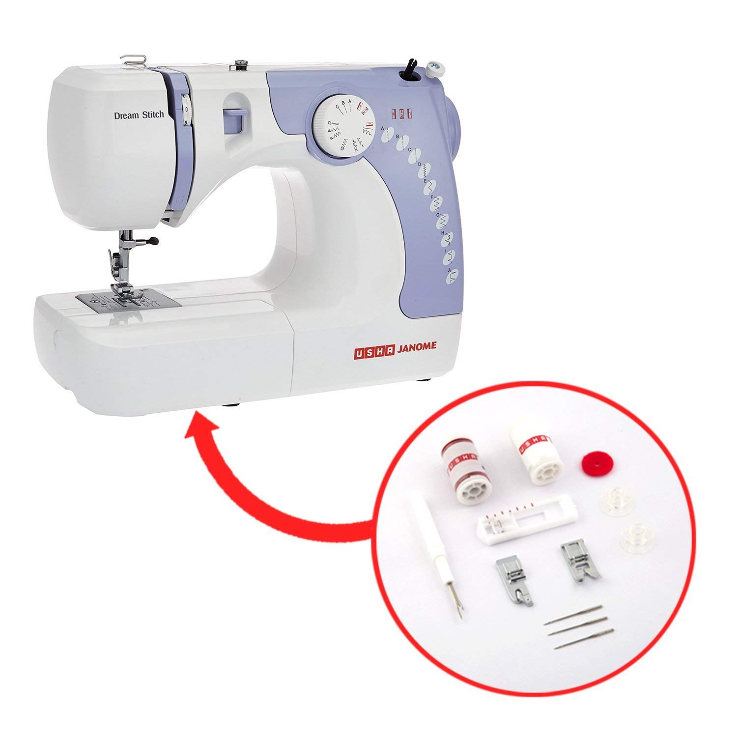 Usha Dream Stitch Sewing Machine - White — Amazon image 3