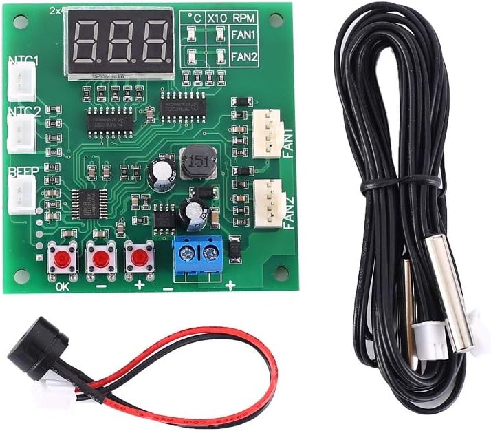 Driver Module, DC 12V 24V 48V 2 Channel PWM 4-Wire Fan Temperature Controller Speed Governor Display Module for PC Fan/Alarm