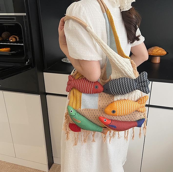 Bolso tejida de hombro para mujer estilo playa 3D miniatura 4