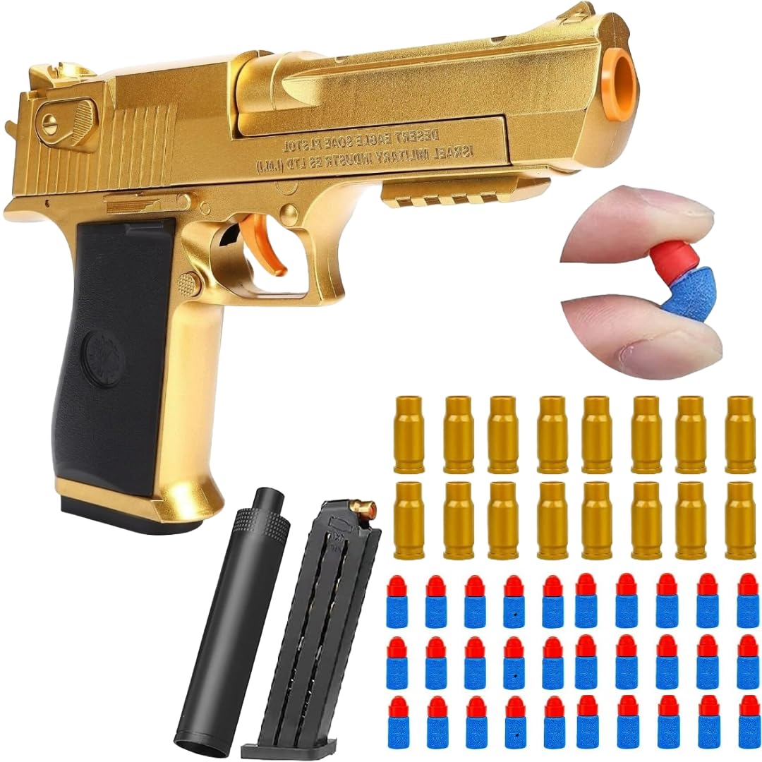 TOYPAPA Gold Foam Blaster Pistol with 46 Bullets - Image 1