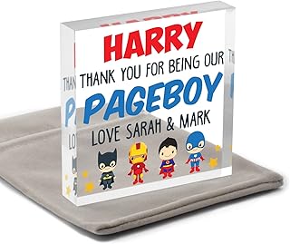 PERSONALISED Superhero Page Boy Gift, Super Hero Page Boy Ring Security Ring Bearer Thankyou Gifts, Thank You Presents for Page Boy, Page Boy Gifts For Boys Son Nephew, With Grey Bag