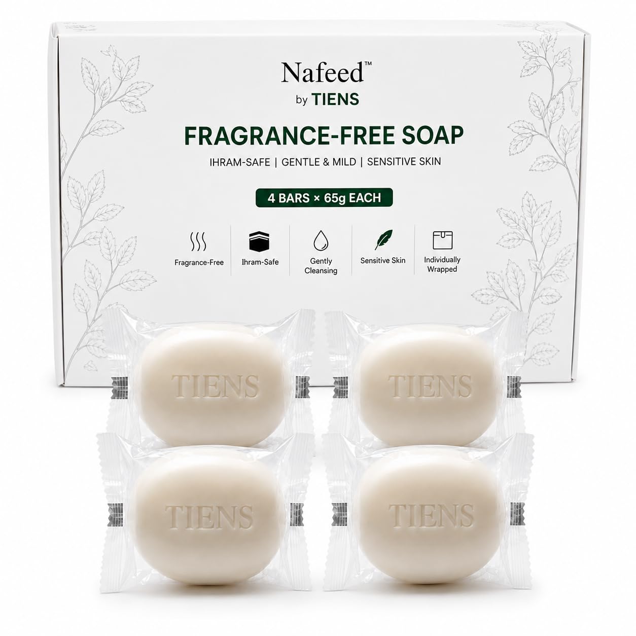 NAFEED Fragrance-Free Soap for Hajj & Umrah Ihram Safe Unscented (4 Soap) | Perfume-free body soap for sensitive skin, individually wrapped travel bars for gentle daily cleansing during pilgrimage.-image-45