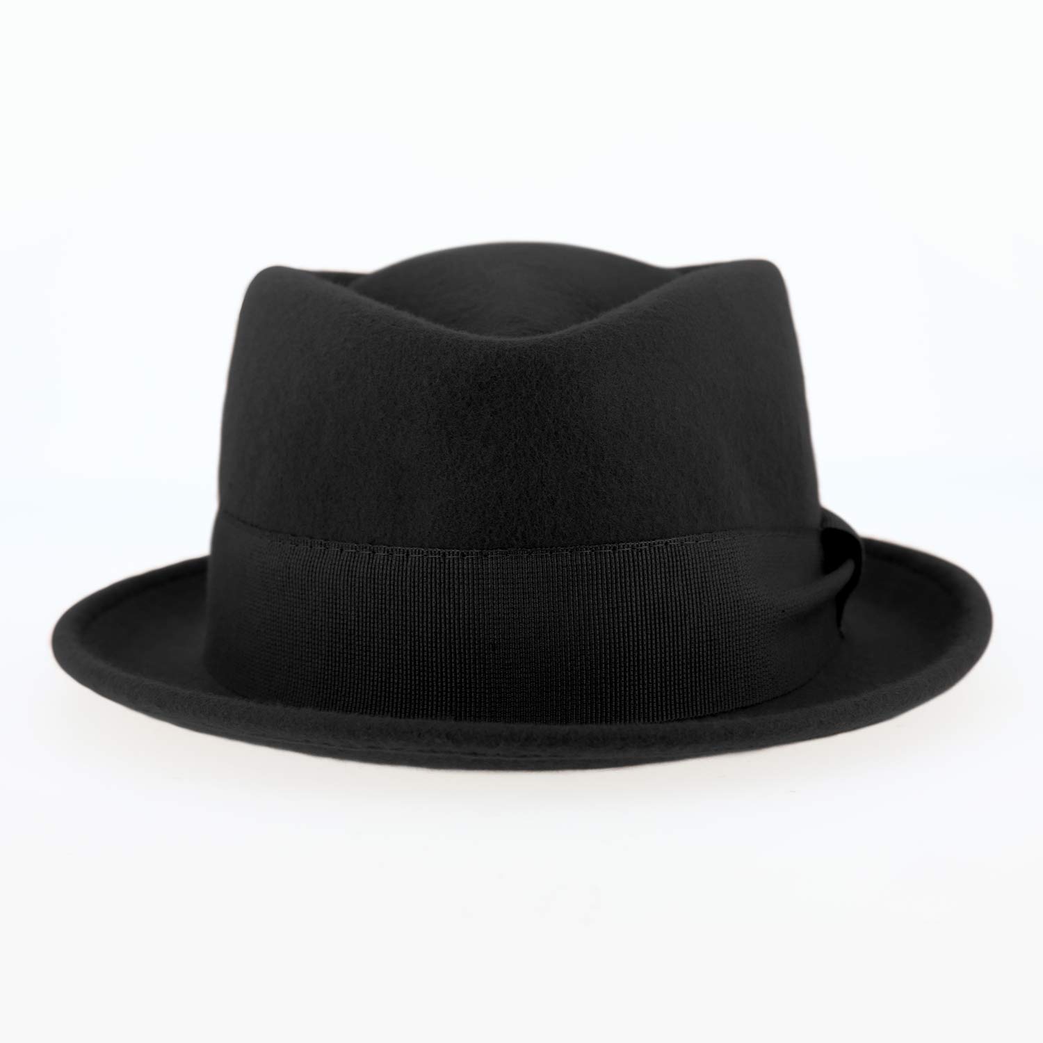 fiebig Medlock Pork Pie Diamond mit Ripsband | 100% Wollfilzhut für Damen und Herren | Angenehm leichter Sitz im Sommer und Winter | Wollfilzhut Made in Italy