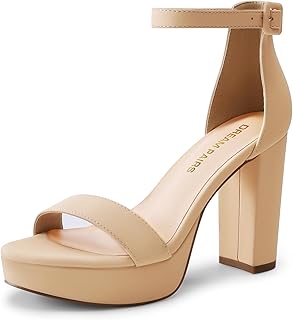 Women's Platform Chunky High Heeled Sandals Open Toe Block Heels Ankle Strap Dress Shoes for Wedding Party Evening