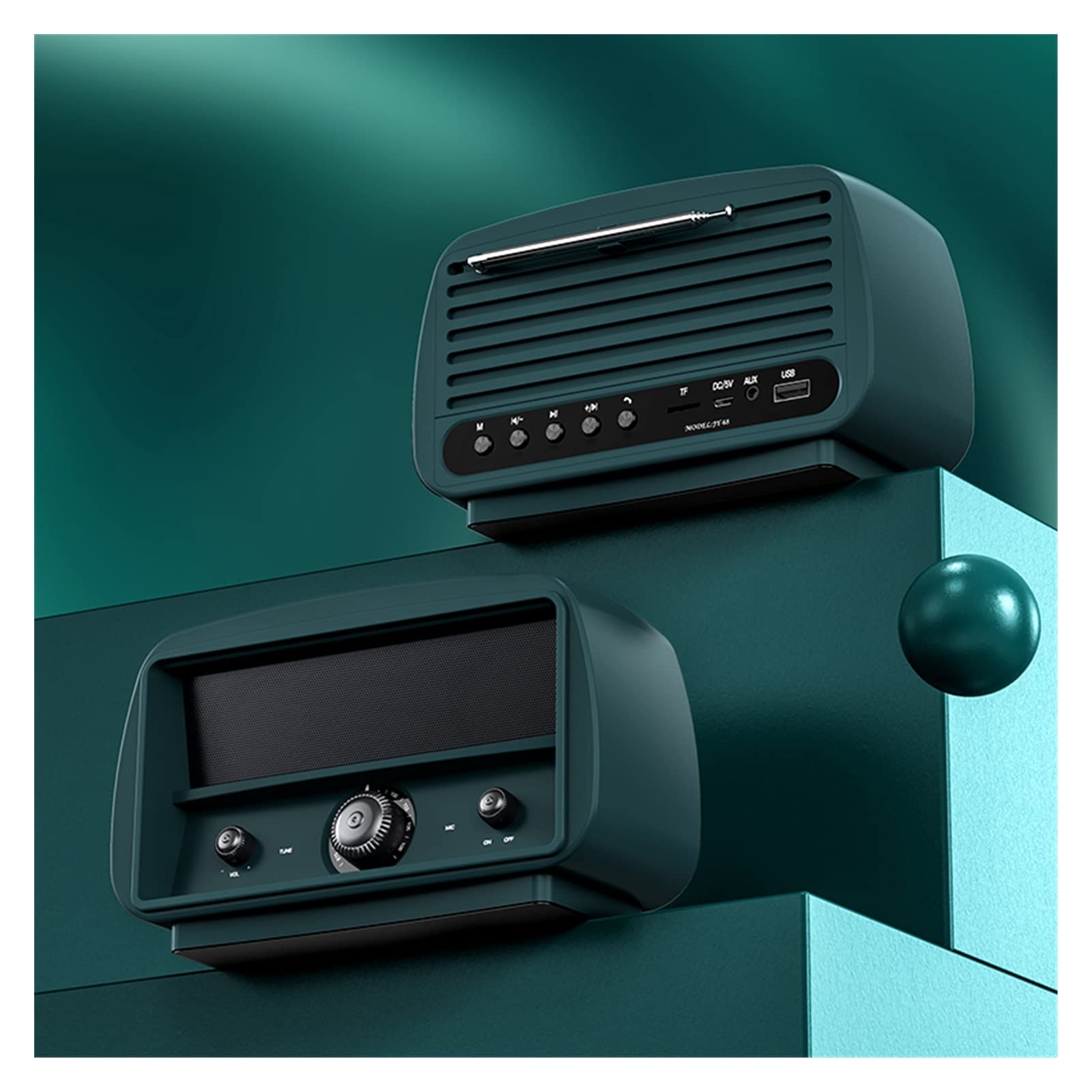 Set Altoparlanti Altoparlante con au-dio stereo surround Bluetooth-compatibile con Bluetooth. FM. Scheda di supporto del lettore radio del trasmettitore (Color : Army Green, Size : Medium)