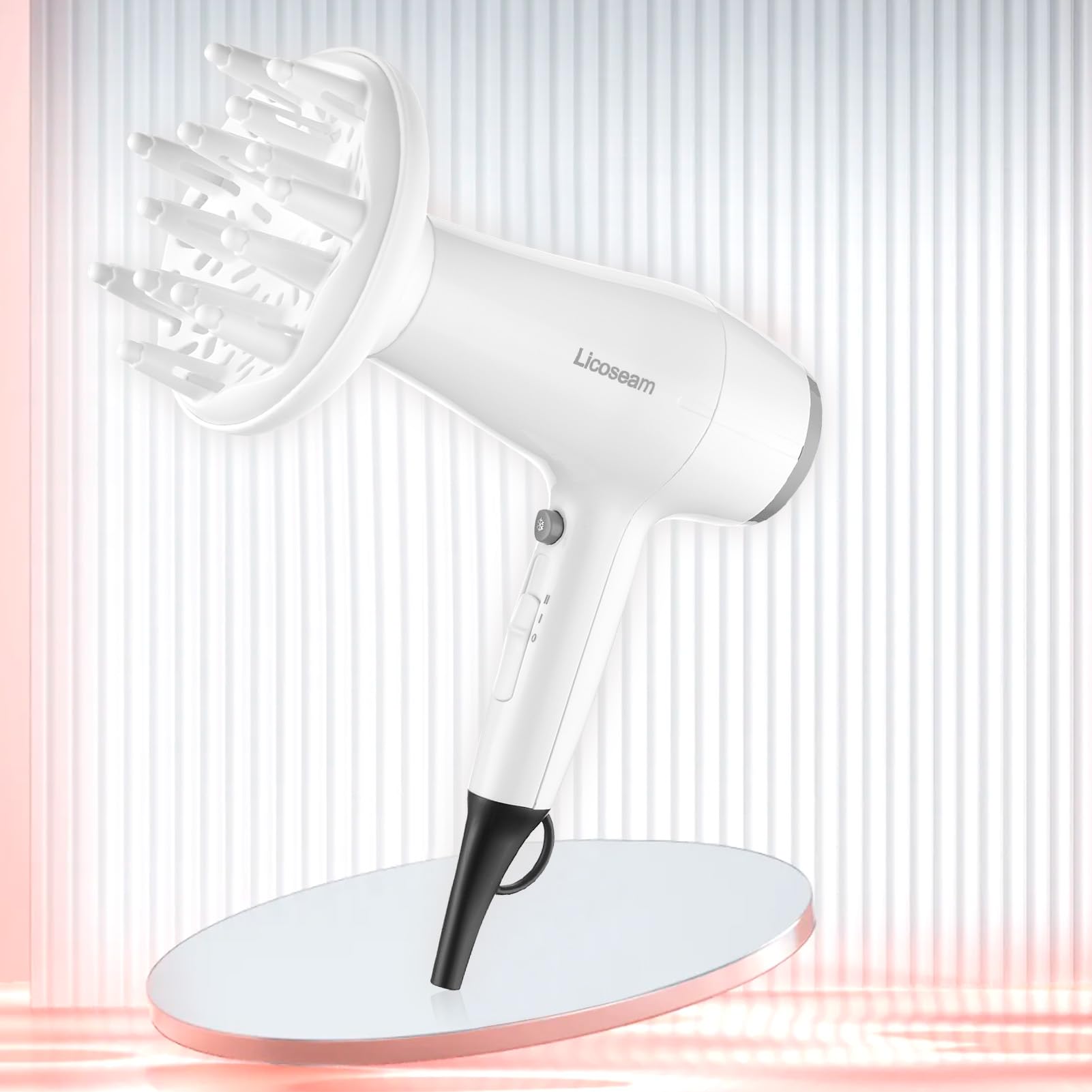 Hair Dryer, 1875W Compact Hair Blow Dryer, with Diffuser and Concentrator, White