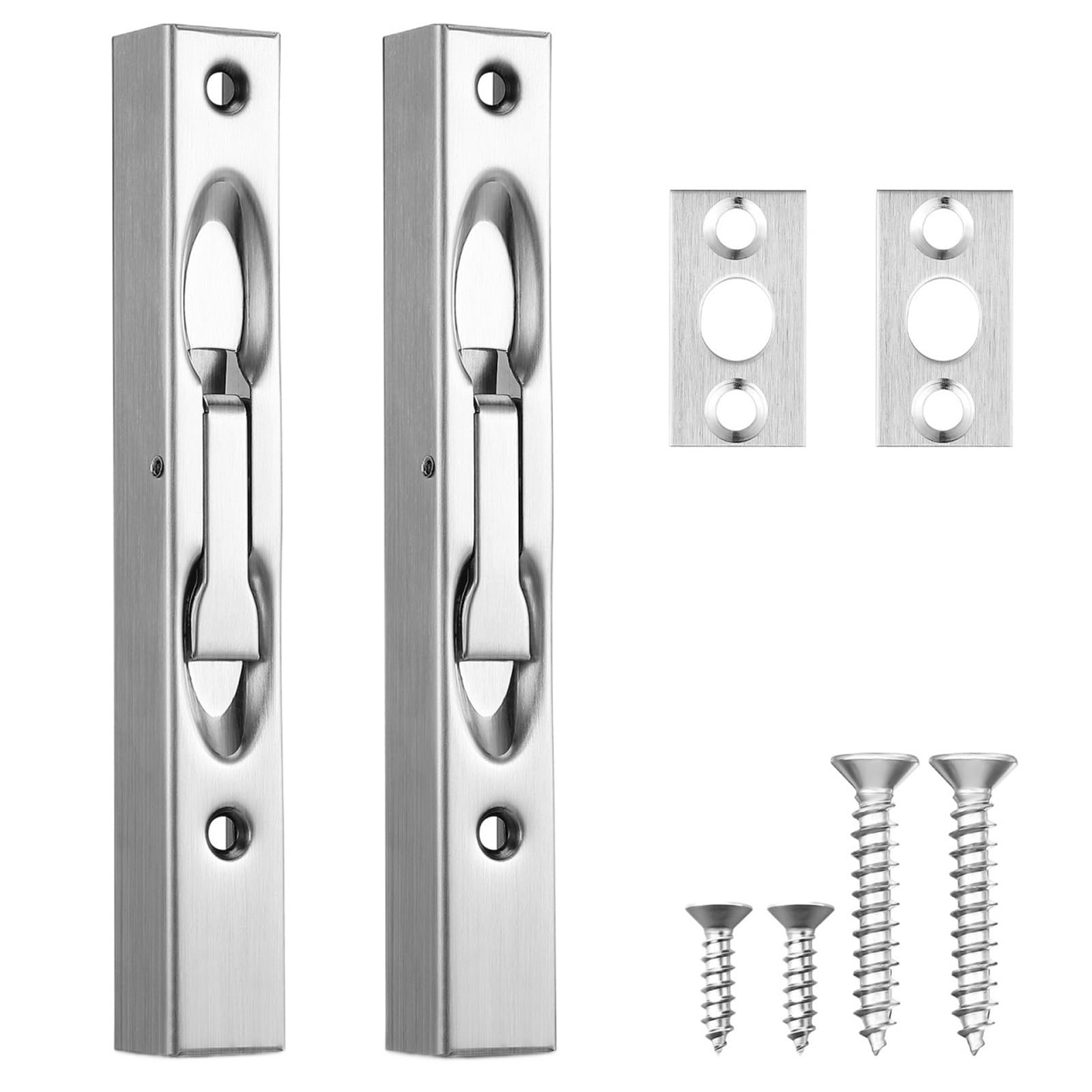 Flush Bolt for Double Door 4sets Flush Bolt Stainless Steel Hidden Door Latch for Double Doors Slide Lock Smooth Operation Hardware