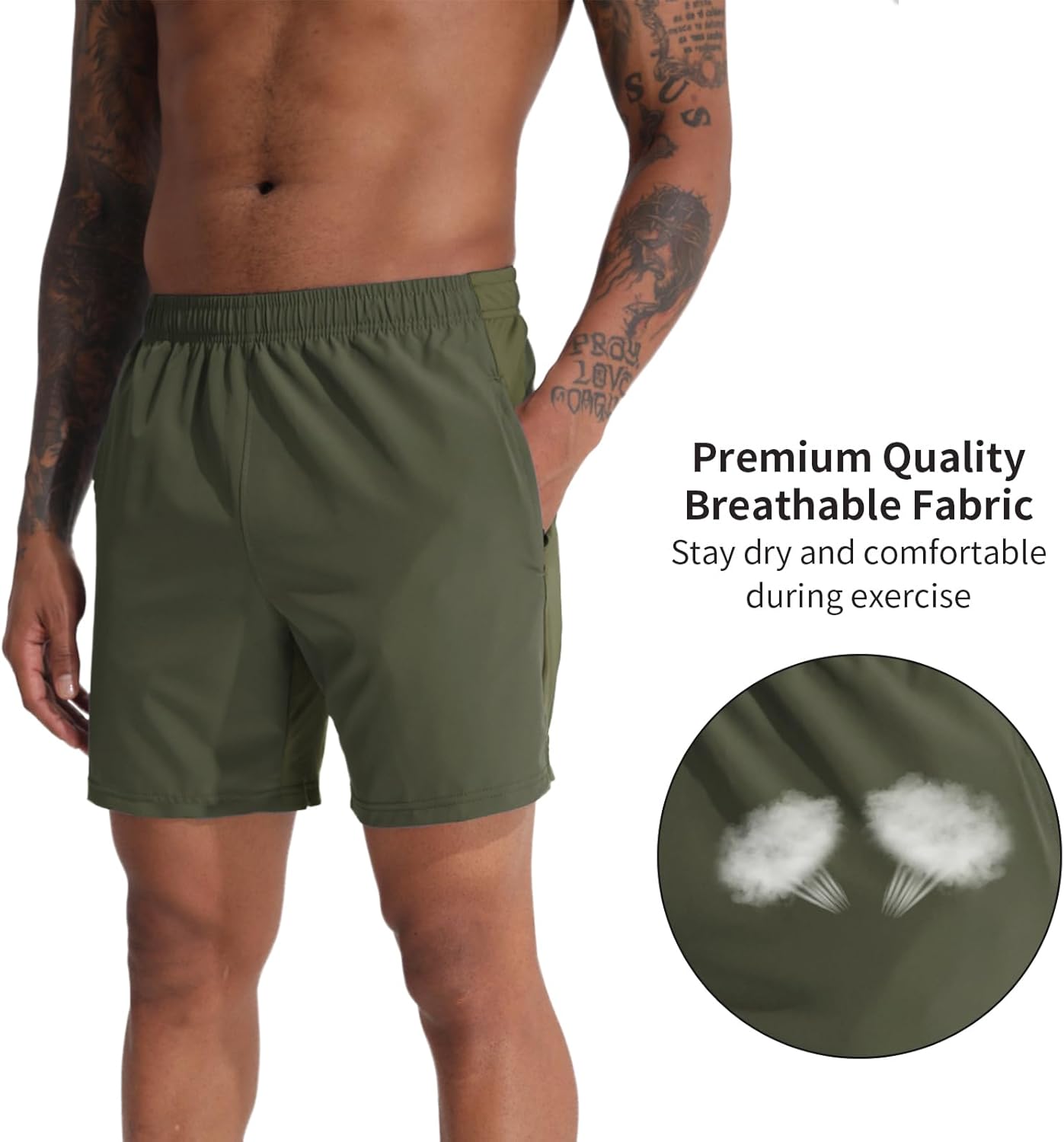 VPOS 2 Pack Men's Athletic Shorts 5/7 Inch Inseam, Mens Workout Shorts Lightweight Quick Dry Gym Running Shorts for Men - Image 3