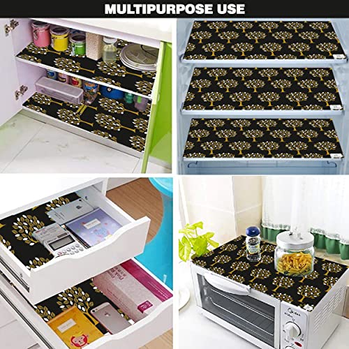 Image of Polyester 3-Layered Fridge Top Cover /Refrigerator Cover with Utility Pockets and Set of 4 Pc Fridge Mats (Color-Brown, Size-39x21 Inches)