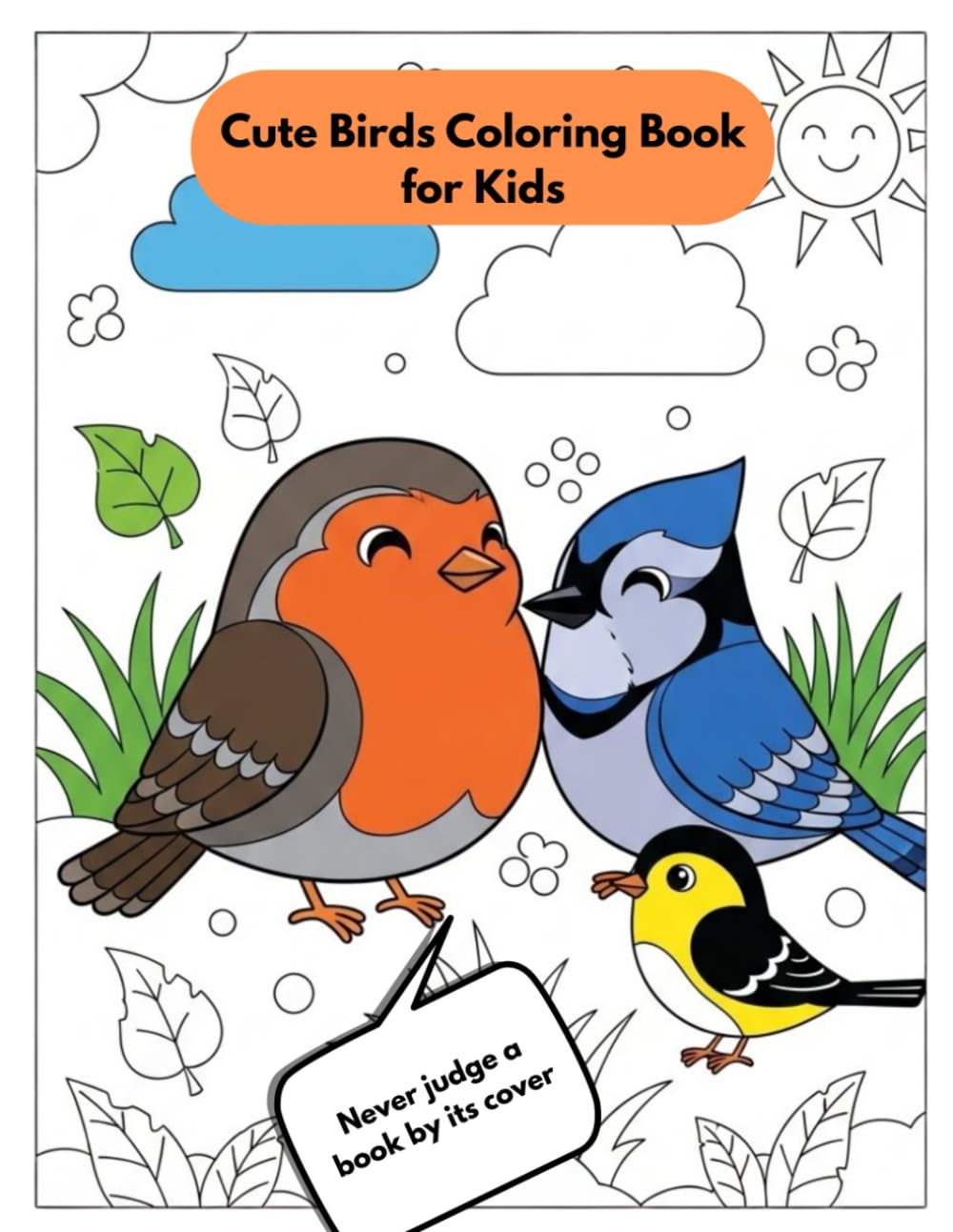 Cute Birds Coloring Book for Kids: Happy Birds Coloring Book for Kids Ages 4–8