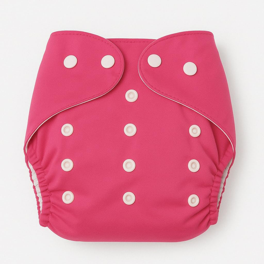 Kritiu Reusable Leakage-proof cotton cloth diapers for babies, high absorbent 5 reusable diaper 3 insert pad combo pack washable cloth diaper free size 3-15kg baby adjustable - Image 5 thumbnail