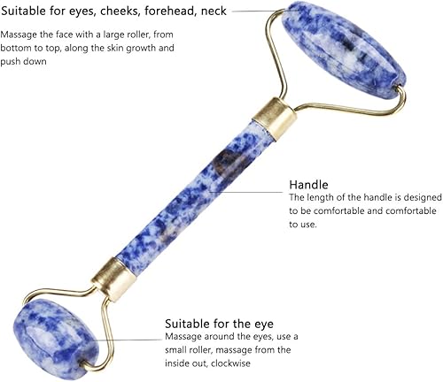Miniatura 4 de Rodillo de masaje de jade natural de doble cabeza antienvejecimiento para la cara y los ojos, ideal para círculos oscuros y hinchazones, masajeador