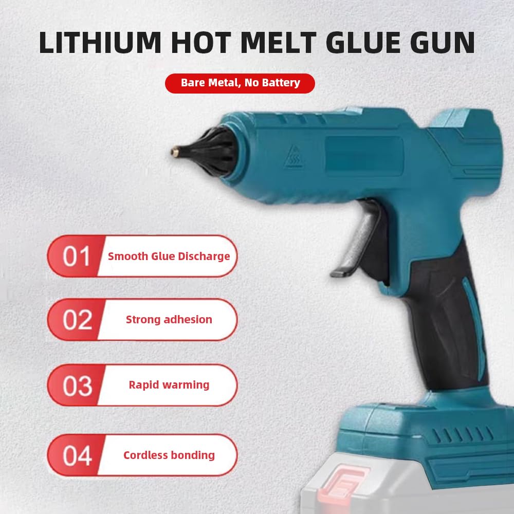 Tungfull Cordless Electric Hot Glue Gun Compatible with Makita 18V Battery - Handheld Power Glue Gun for Arts & Crafts & DIY with 2 0.43