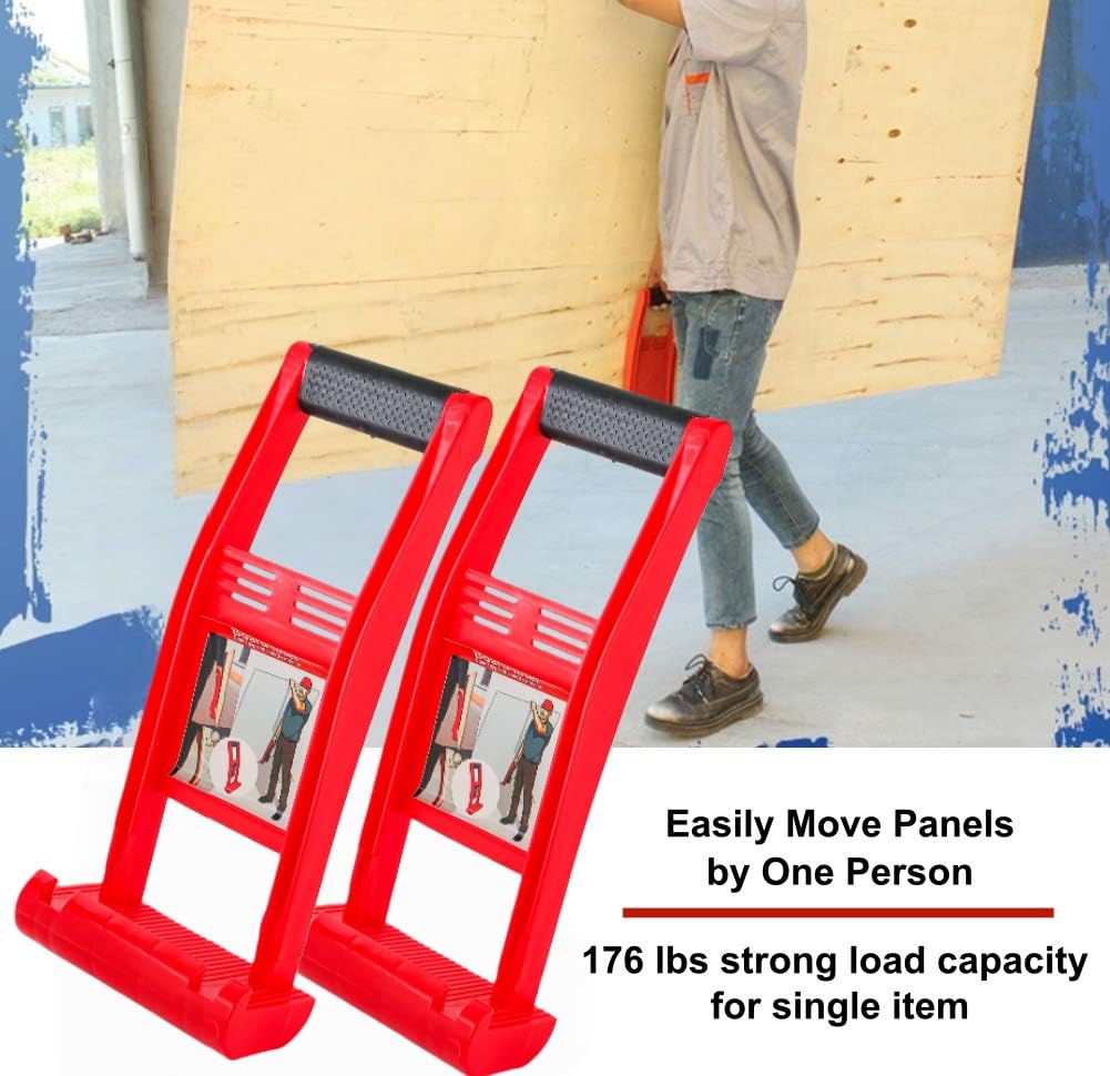Lot de 2 supports de plaque en ABS avec poignée antidérapante - Capacité de charge de 80 kg - Pour plaques de plâtre, contreplaqué, panneaux de particules, MDF et verre - Idéal pour cloisons sèches et