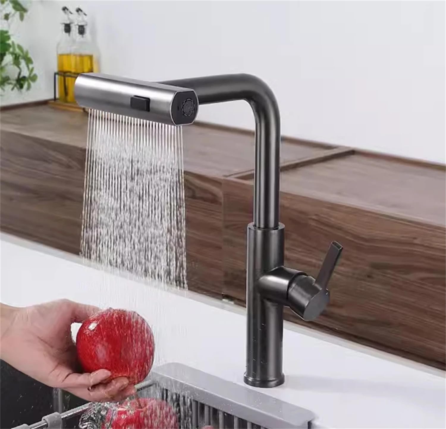 Robinet de cuisine mitigeur monotrou eau chaude froide gris