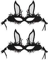 Vista 9 de 2 máscaras de mascarada para mujeres, baile de graduación, media cara, máscara de conejo sexy, máscara de ojos para Navidad, Halloween, fiesta