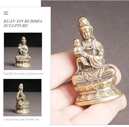Miniatura 7 de Kuan - Escritorio de latón femenino para Quan Feng Mercy Lotus A Kwan Style Decoración a estatua Estatua Yin Kids Songzi Good Decorative Have