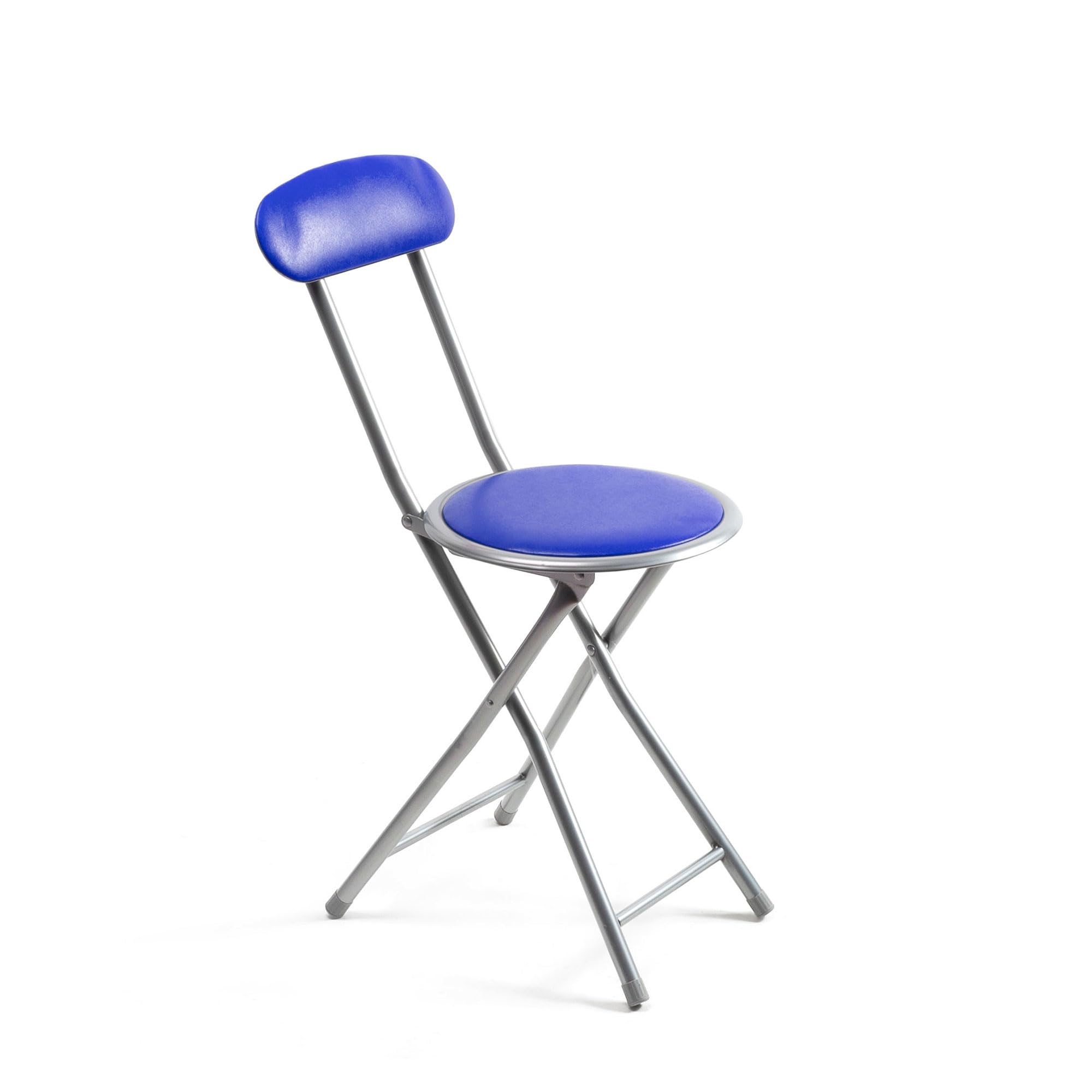 THE SECRET HOME - Pack de 1, 2, 4 y 6 Sillas Plegables de Cocina - Alto. 74 cm x Diámetro. Ø30 cm - Asiento Auxiliar para el Hogar (1, Azul, Al. 74 cm x D. Ø30 cm)
