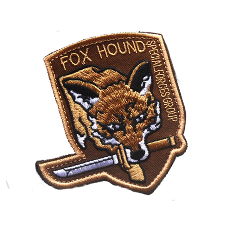 TOPPATCH Fox Hound Embroidered Patch Tactical Moral Metal Gear Solid MGS Special Force Group Badge Bracelet Emblem Badge Airsoft Paintball with Hook and Loop (Brown)