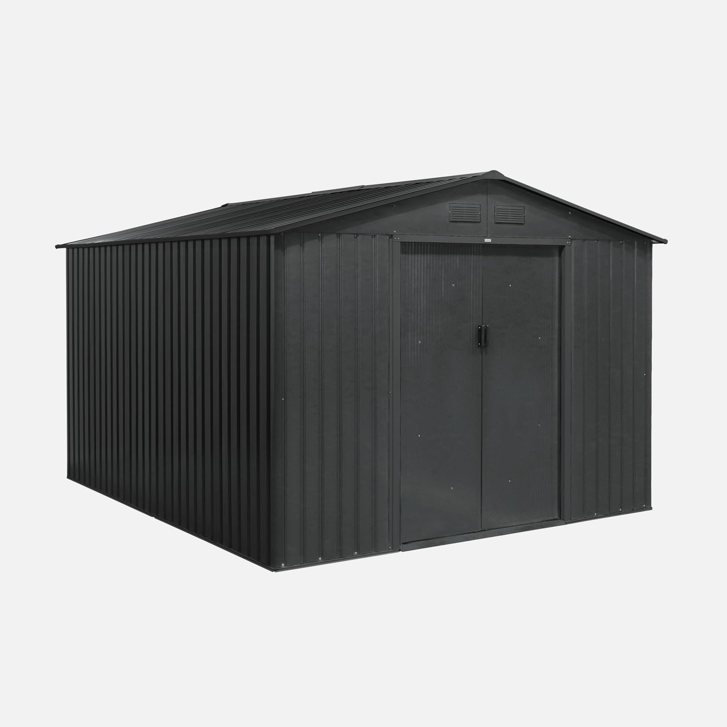 Alice's Garden - Abri de Jardin en métal - FLANDRE 8.84m² Gris Anthracite - Cabane à Outils avec Deux Grandes Portes coulissantes. kit de Fixation Sol Inclus. Maison de Rangement. Remise