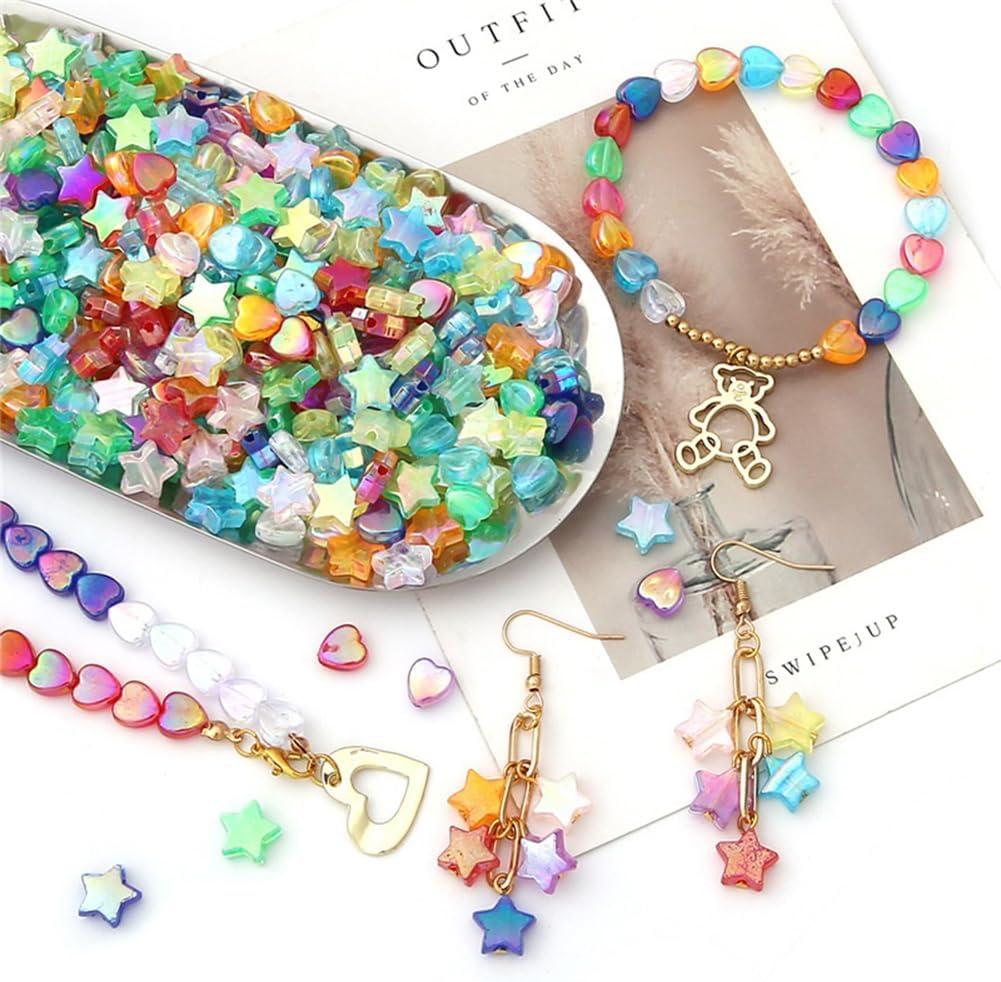 EVERMARKET 100 Pc Acrylic Stars for Jewelry, 11mm Star Spacer Beads with Box, Crystal Loose Beads for DIY Crafts, Colorful - Image 7