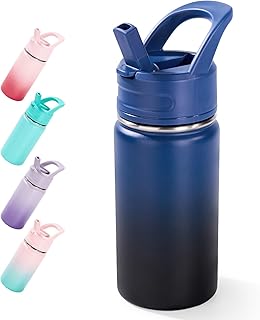 Fijinhom 12oz Kids Water Bottle for School, Toddler Bottles with Straws, Stainless Steel Vacuum Insulated Water Bottle for...