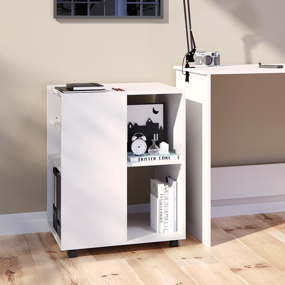 Vicco Rollcontainer, Weiß, 59.4 x 52.6 cm, flexibel einsetzbar mit Rollen für Mobile Nutzung