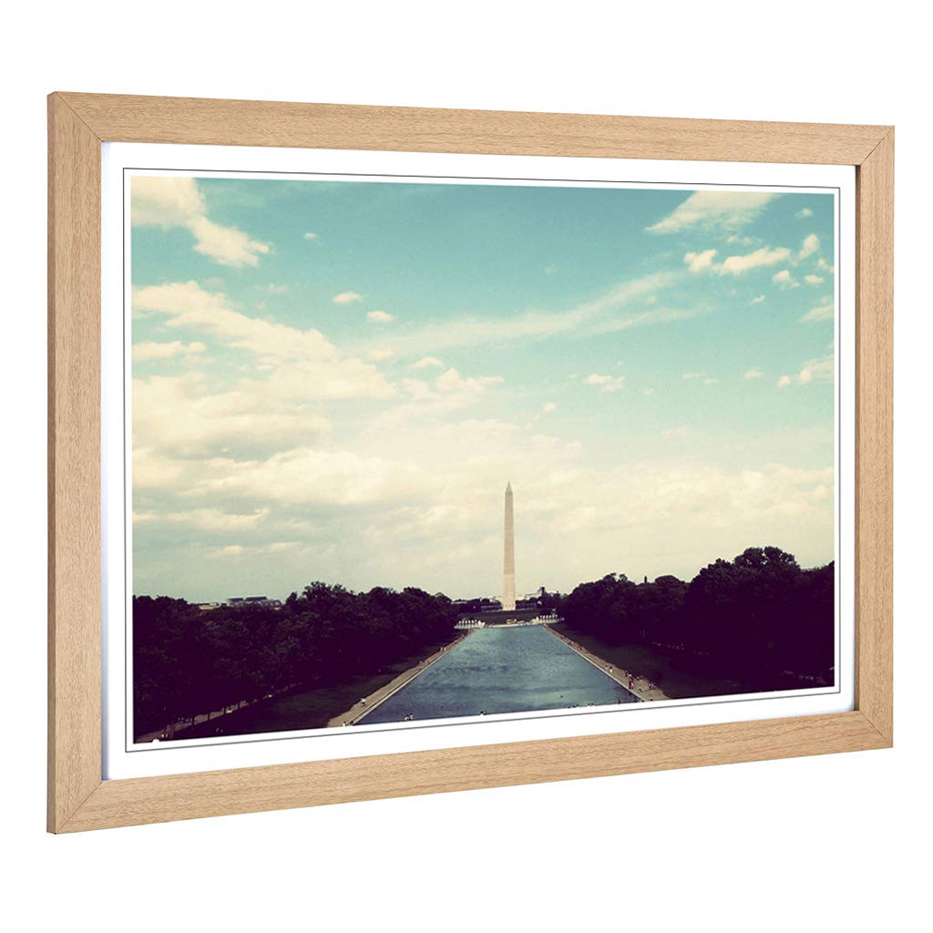 Big Box Art Framed Print of Washington Monument USA Design | Wall Art Picture | Home Decor for Kitchen, Living, Dining Room, Bedroom, Hallway, Office, Oak, A2 / 24.5x18 Inch / 62x45cm