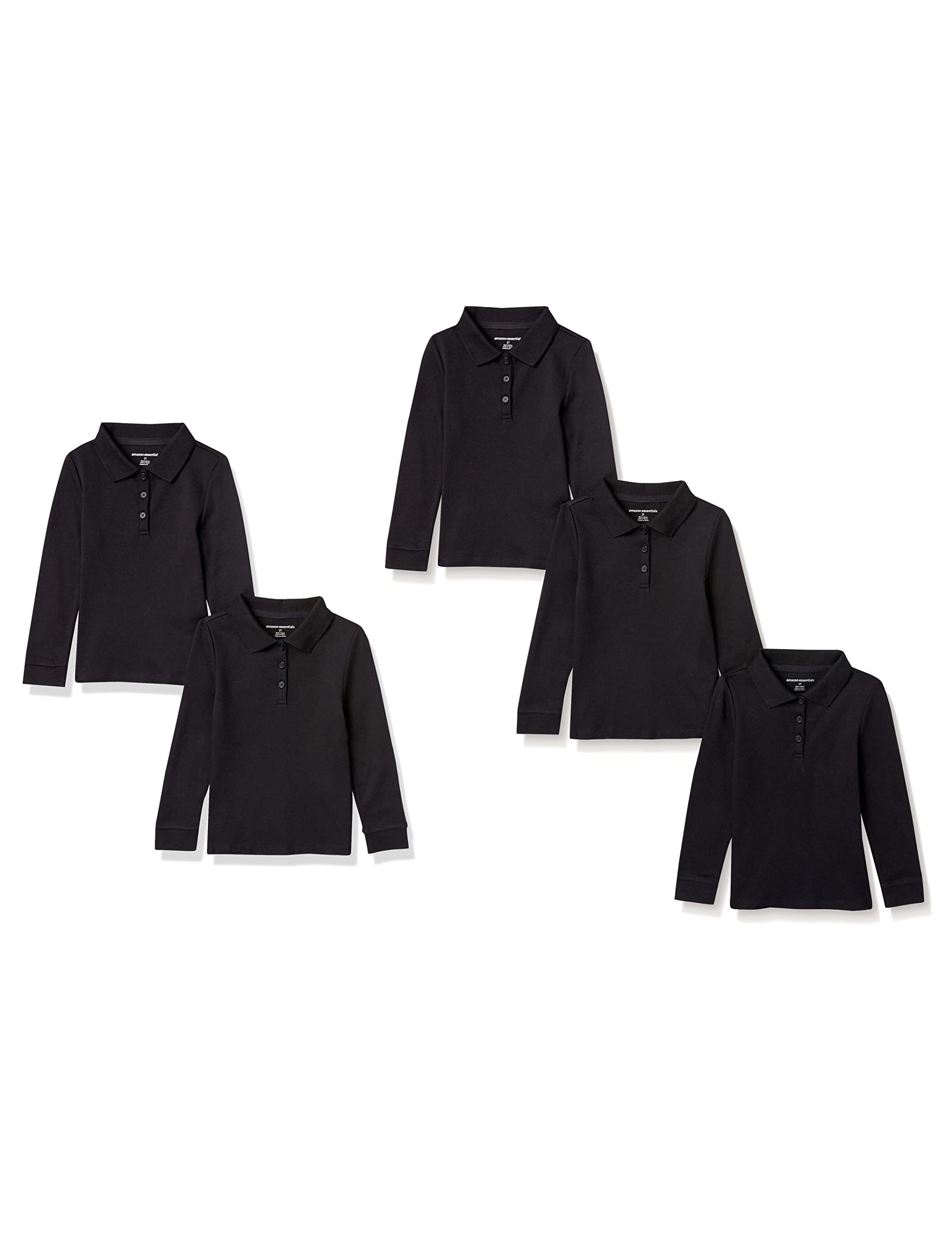 Amazon Essentials Polo in Tessuto Interlock a Maniche Lunghe Bambine e Ragazze, Confezioni Multiple