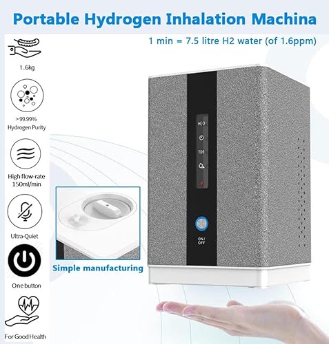 Miniatura 3 de AquaGreen Máquina de inhalación de agua de hidrógeno, 99.99% inhalador de hidrógeno H2 de alta pureza con 5 cánulas nasales, generador de agua rico
