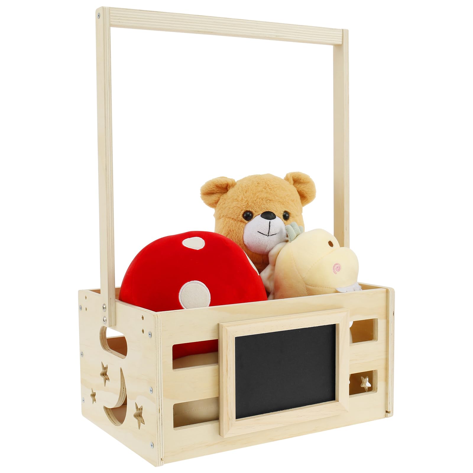 PATNFR Baby Shower Crate Closet, Wooden Baby Shower Basket with Handle and Small Blackboard, Decorative Large Capacity Storage Crate Hamper for New Parent Gifts(style6)
