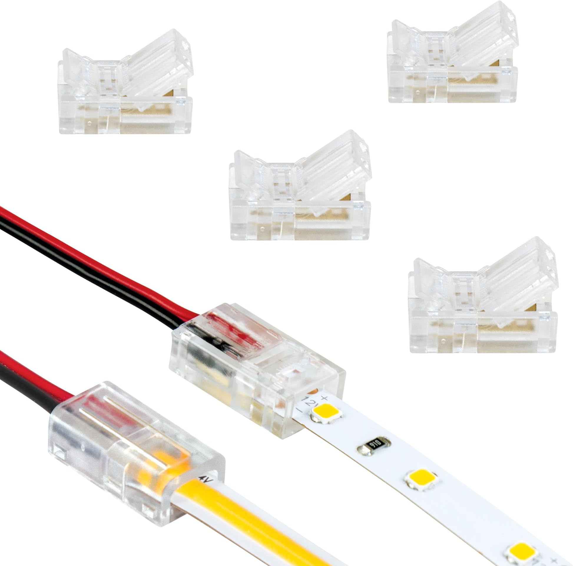 Armacost Lighting White/Single Color 2 Pin LED Wire to Tape Connector for 18, 20 and 22 AWG Gauge Wire - 6 Pack 566020
