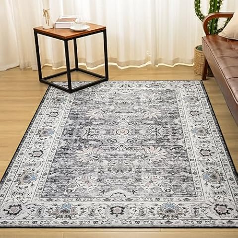 QXKAKA Vintage Floral Printed Area Rug Cover