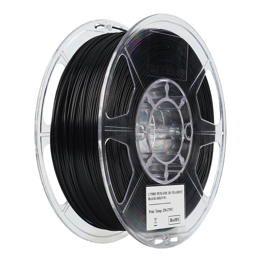 eSUN PETG-ESD Filament 1.75mm 0.5KG pour Imprimantes 3D, Noir