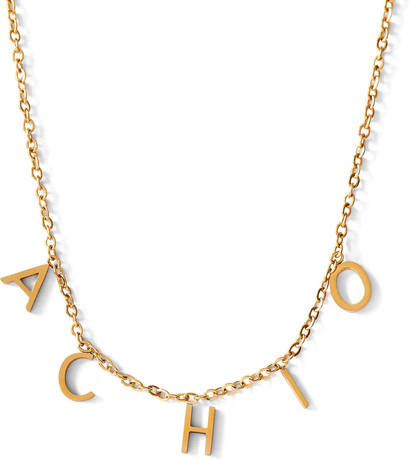 Sorority Shop Alpha Chi Omega Necklace — ACO Name Necklace, 18K Gold Plated Sorority Gifts Necklace, Long-Lasting Alpha Chi Omega Gifts for Women