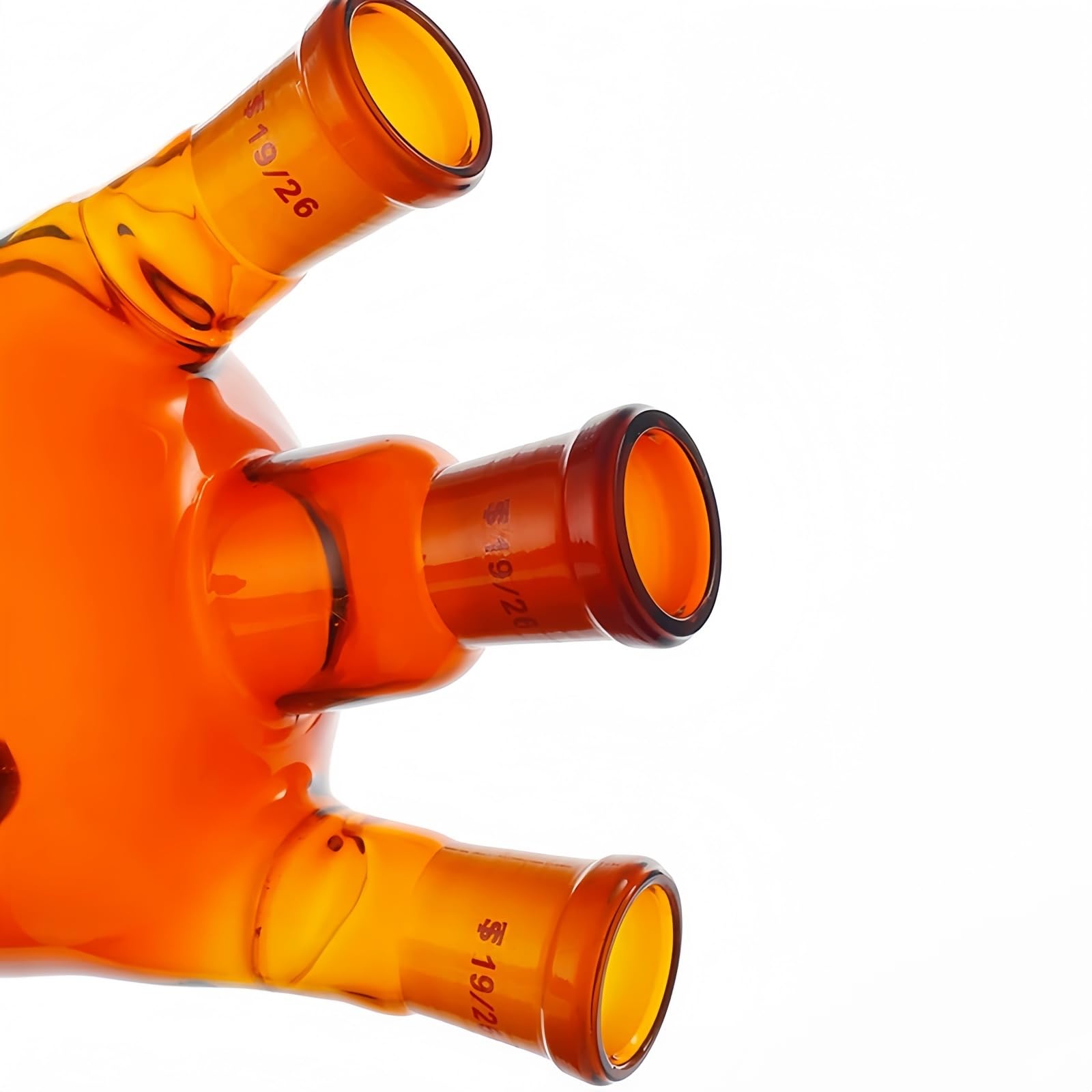 VIDOO Bursztynowa Kolba Okrągłodenna Trójszyjna ze Szkła Borokrzemowego, Grubościenna do Destylacji i Reakcji Laboratoryjnych, 24/29 3000ml
