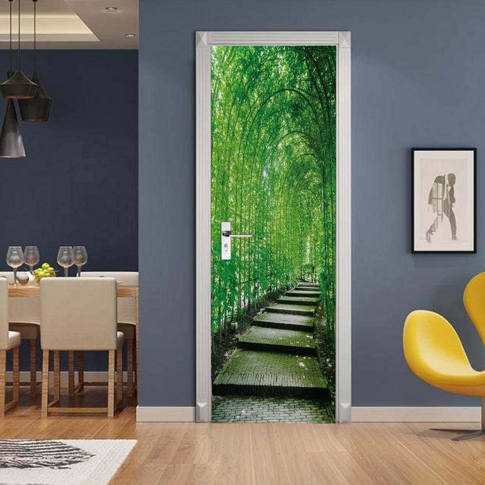 Stickers Porte Poster Paysage D'Escaliers Du Ciel 77 X 200 Cm 3D Papier Peint Porte Trompe L'Oeil Pour Salon Chambre Décoration De La Maison Stickers Muraux Imperméable Stickers Amovibles Art Decor