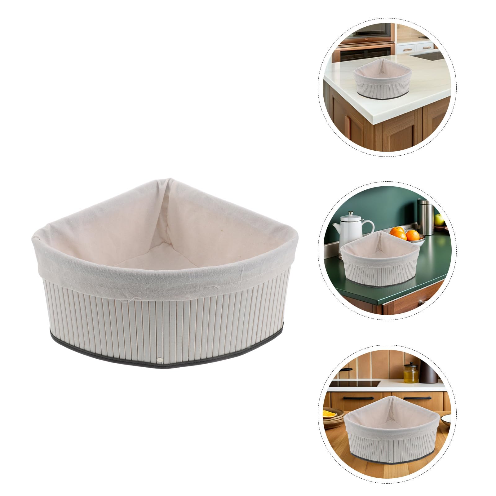 Cesta y Forro Lavable de Almacenamiento Triangular de Bambú con Diseño Tejido para Organizar Despensa y Armarios en Cocina y Hogar