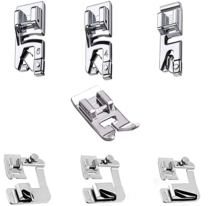 YICBOR 7PCS Presser Foot Kit Including 6pcs Rolled Hemmer Foot Presser Foot and 1pcs Zig Zag, Straight Stitch Foot Snap On Foot Presser Foot 7301 for Singer, Brother, Janome Low Shank Sewing Machines