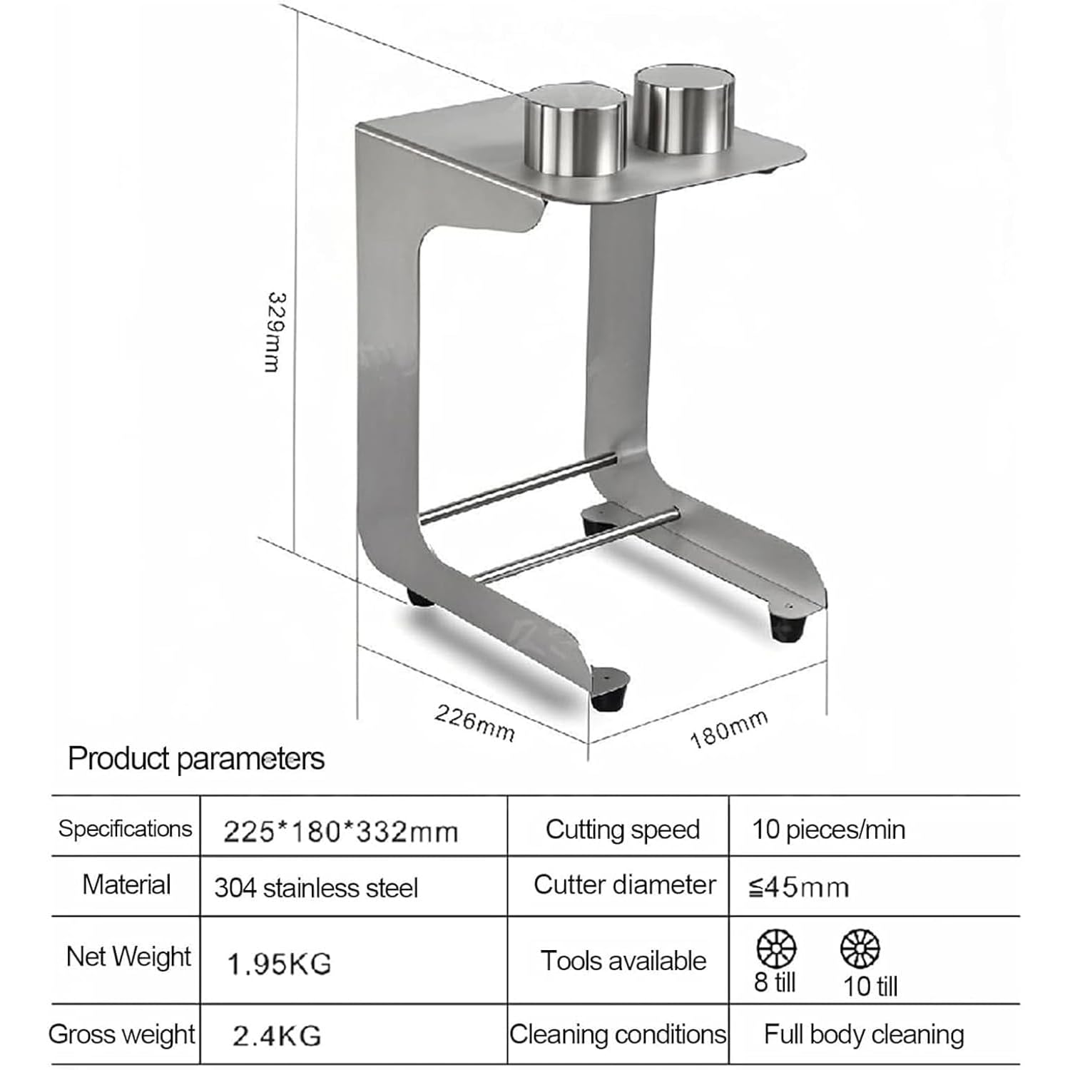 Gurkenstabschneider aus Edelstahl, mit 2 Klingen, manuelles Schneiden, Durchmesser 45 mm, ideal für Salatherstellung, Kochen, Sushi und Mahlzeitenzubereitung