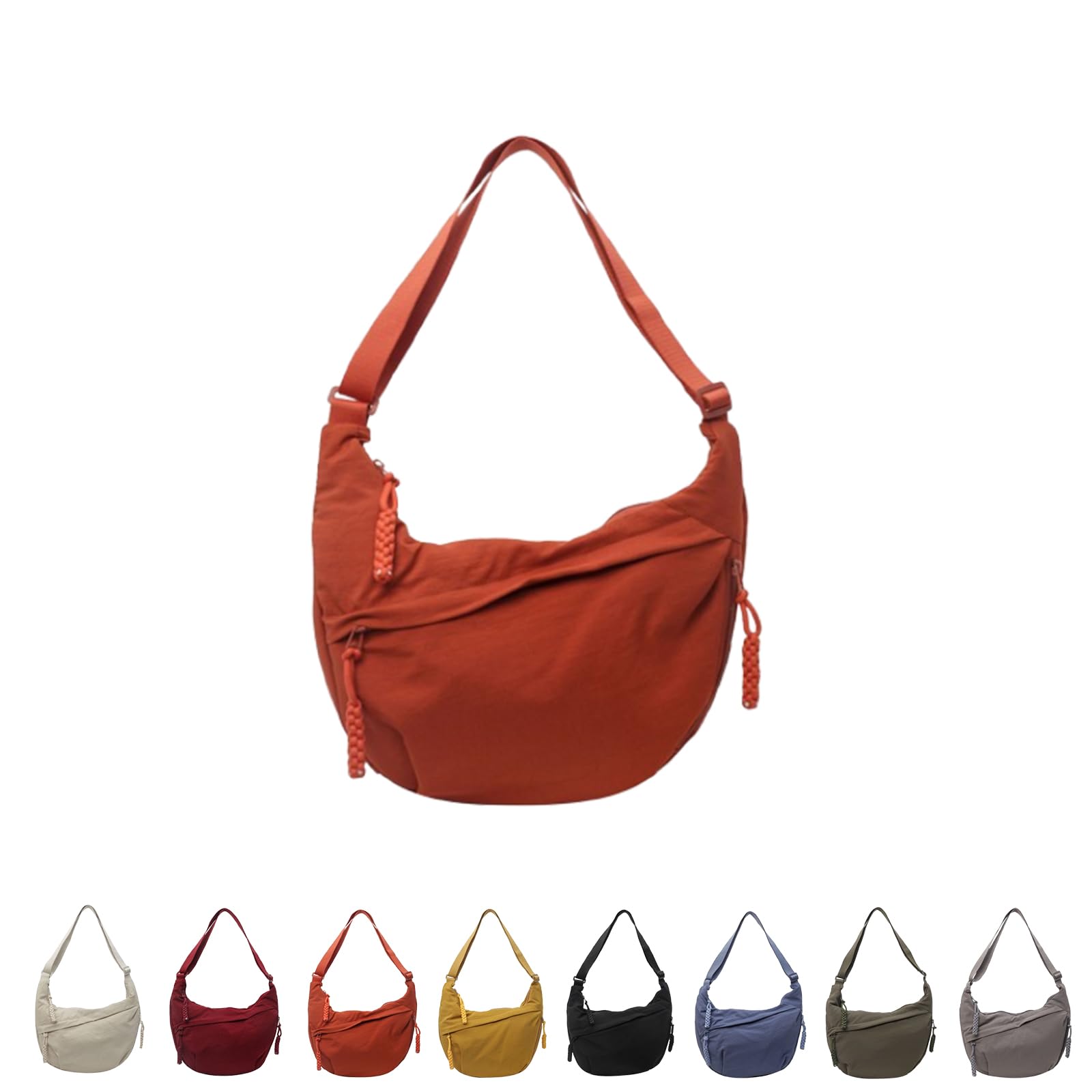 Borsa a Tracolla in Nylon da Donna, Borsa a Gnocco in Velluto a Coste, Borsa Hobo Piccola e Leggera