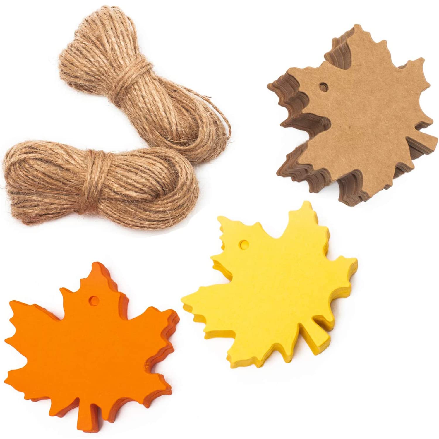 Hsthe Sea Lot De 150 étiquettes Cadeaux En Papier Avec Ficelle De Jute Naturelle Pour L'automne, L'Action De Grâce, Le Mariage, Les Cadeaux Artisanaux