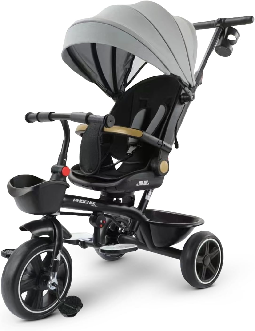 Baybee Dronee Tricycle for Kids, Baby Cycle with Parental Push Handle, Canopy, 360 ° Swivel Seat & Cup Holder | Kids cycle | Baby Tricycle for Kid 1 to 5 Years Boys Girls (Black)