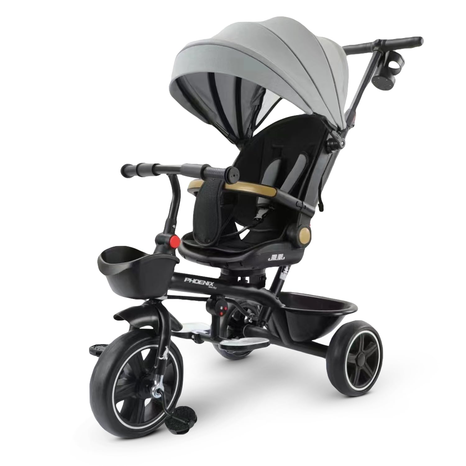 Baybee Dronee Tricycle for Kids, Baby Cycle with Parental Push Handle, Canopy, 360 ° Swivel Seat & Cup Holder | Kids cycle | Baby Tricycle for Kid 1 to 5 Years Boys Girls (Black)