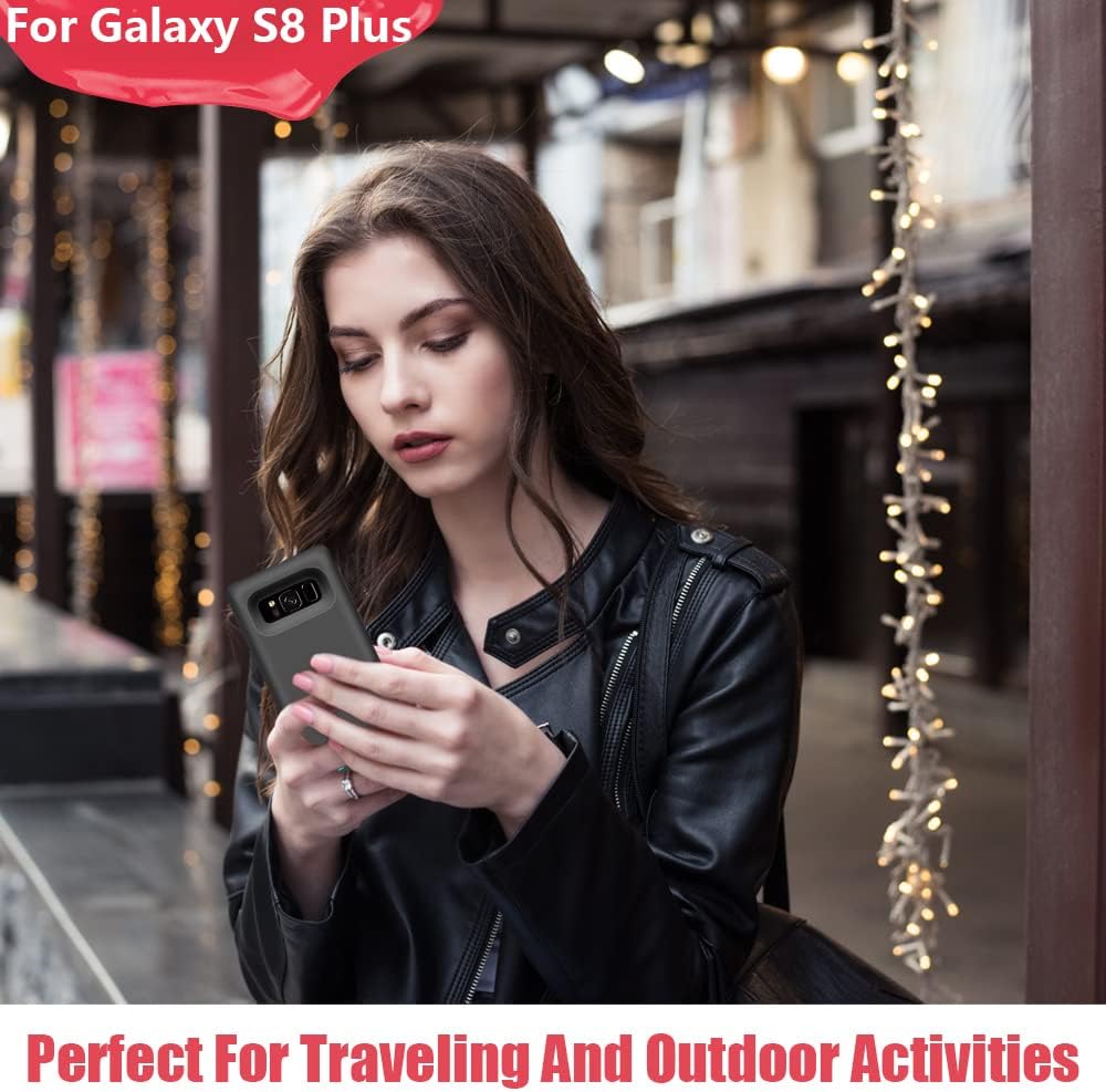 Battery Case for Samsung Galaxy S8+ Plus, 6500mAh Rechargeable Extended Battery Charging Charger Case (6.2 Inches) Black